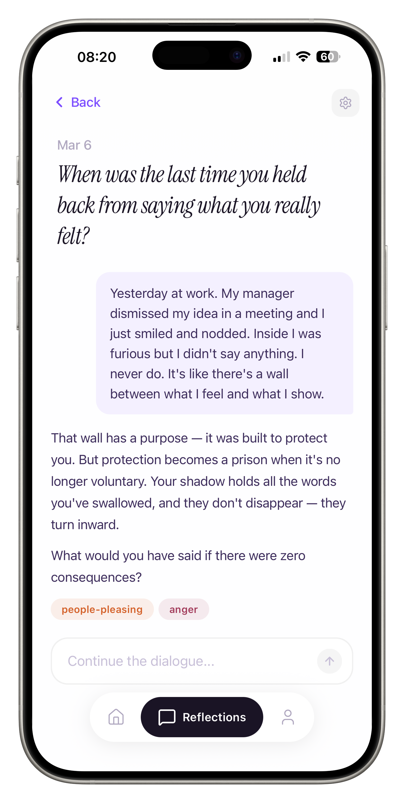 Shadow AI journal screen